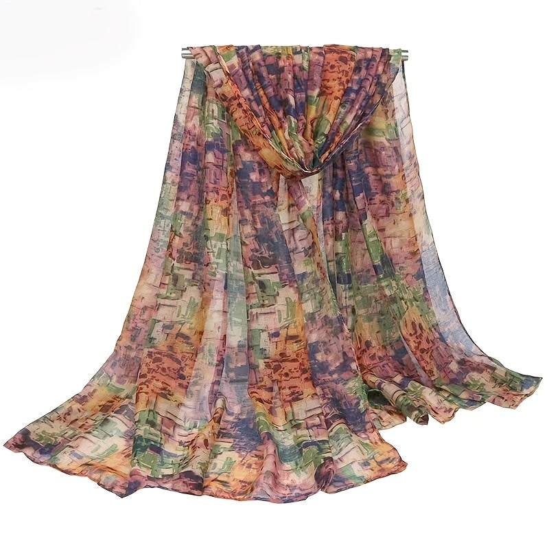 Vintage Bali Yarn Scarf Mosaic Geometric Print 69.98cm x 179.96cm Shawl Head Wrap Beach Towel