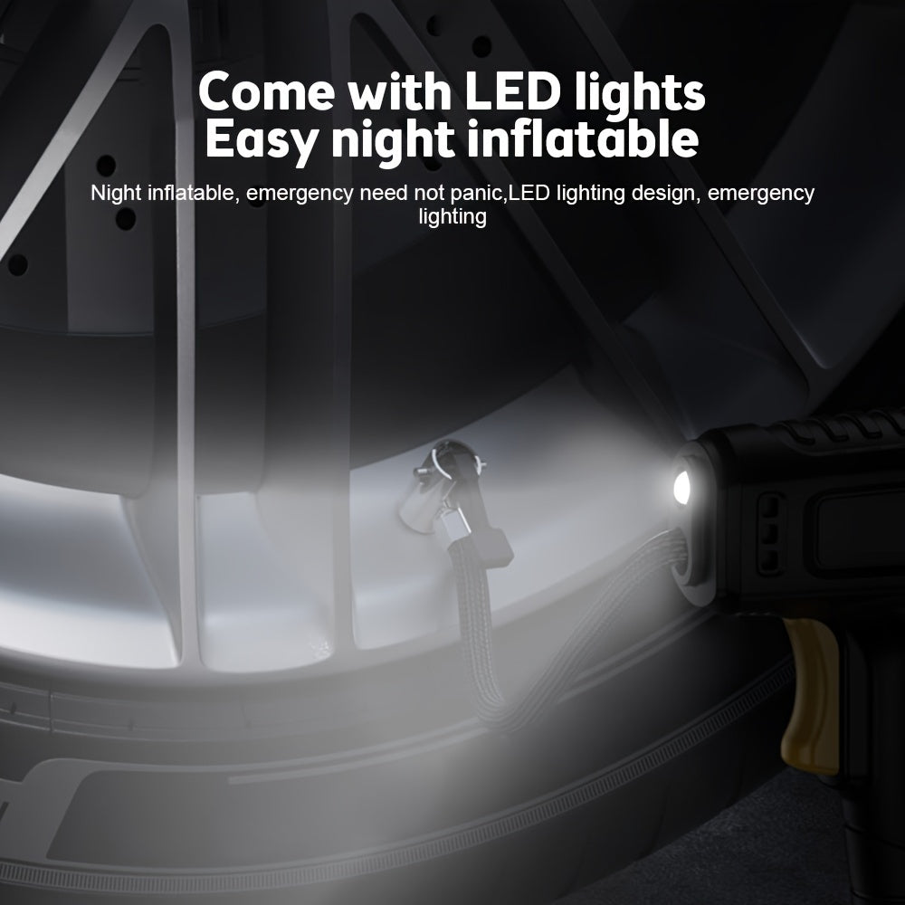 Portable Air Compressor Handheld Tire Inflator Digital Gauge LED Light Car Motorcycle Bike Ball