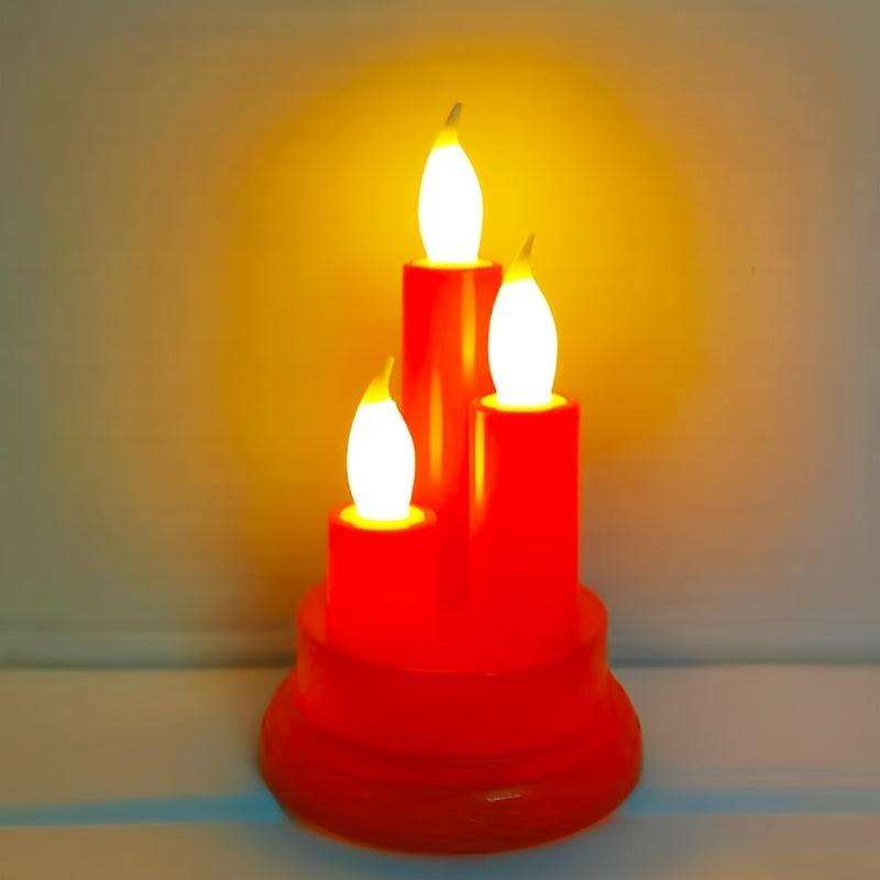 Juego de 3 velas electrónicas sin llama de color dorado para Halloween, fiestas de Navidad, bodas y decoración del hogar