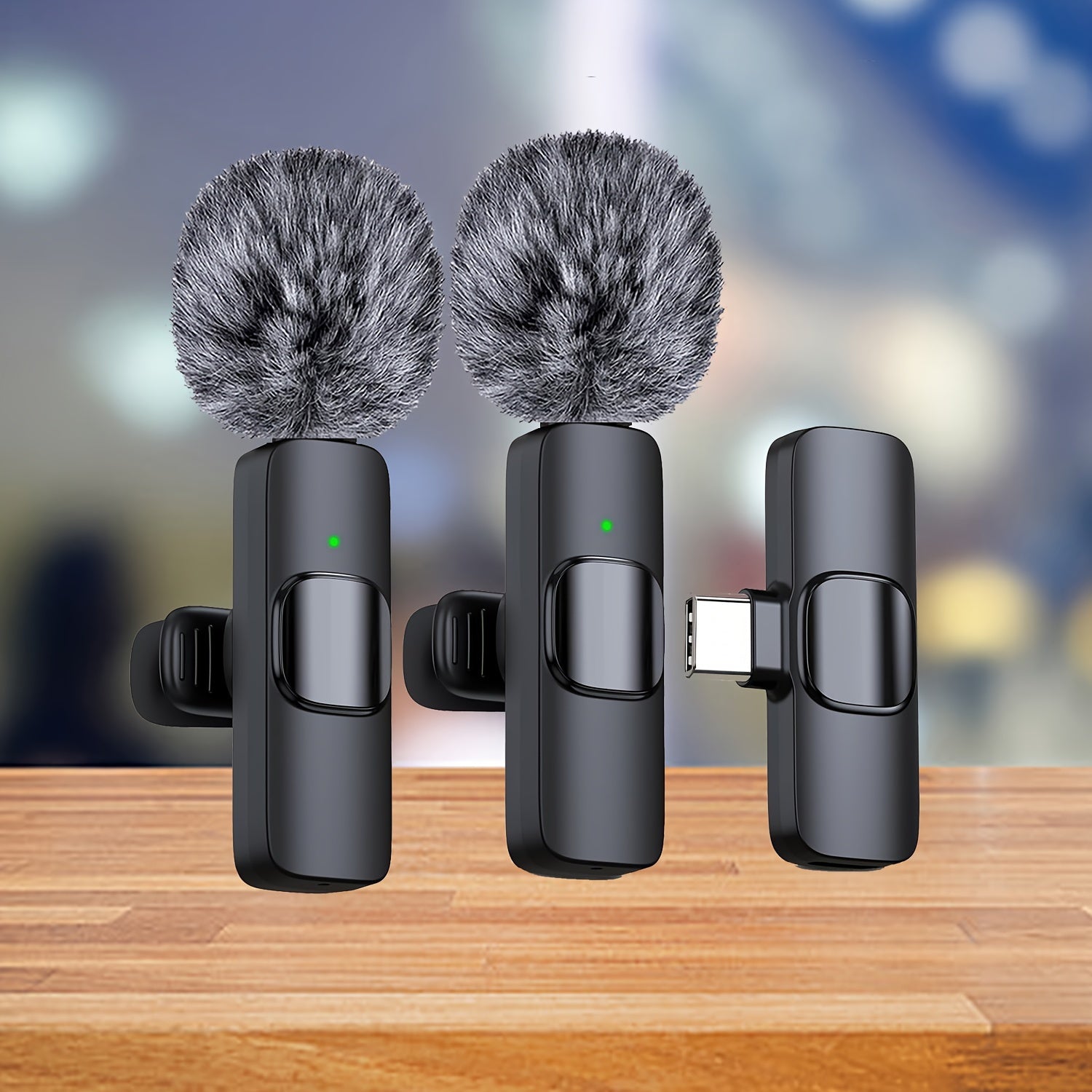 Wireless Lavalier Microphone with Windproof Fur Ball for Smartphones and Video Recording