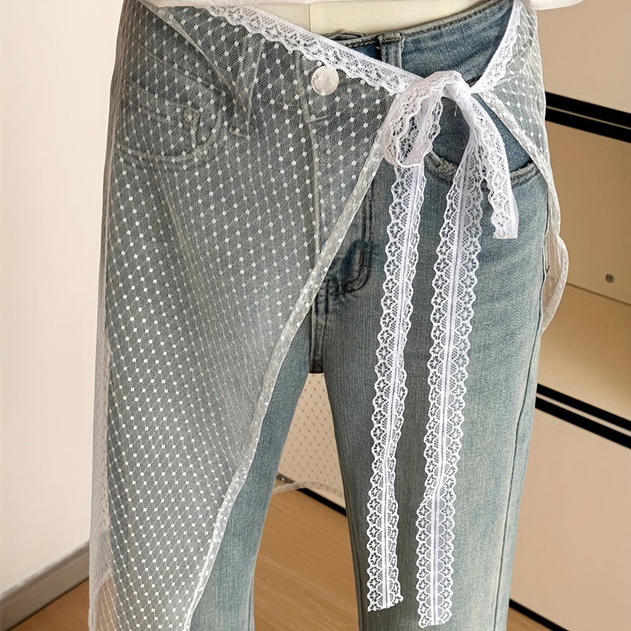 Unisex Midi Skirt Apron with Adjustable Lace Shirt Extender