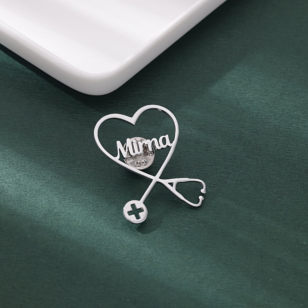 Stainless Steel Stethoscope Brooch with Pet and Heart Wings for Men Women Gift