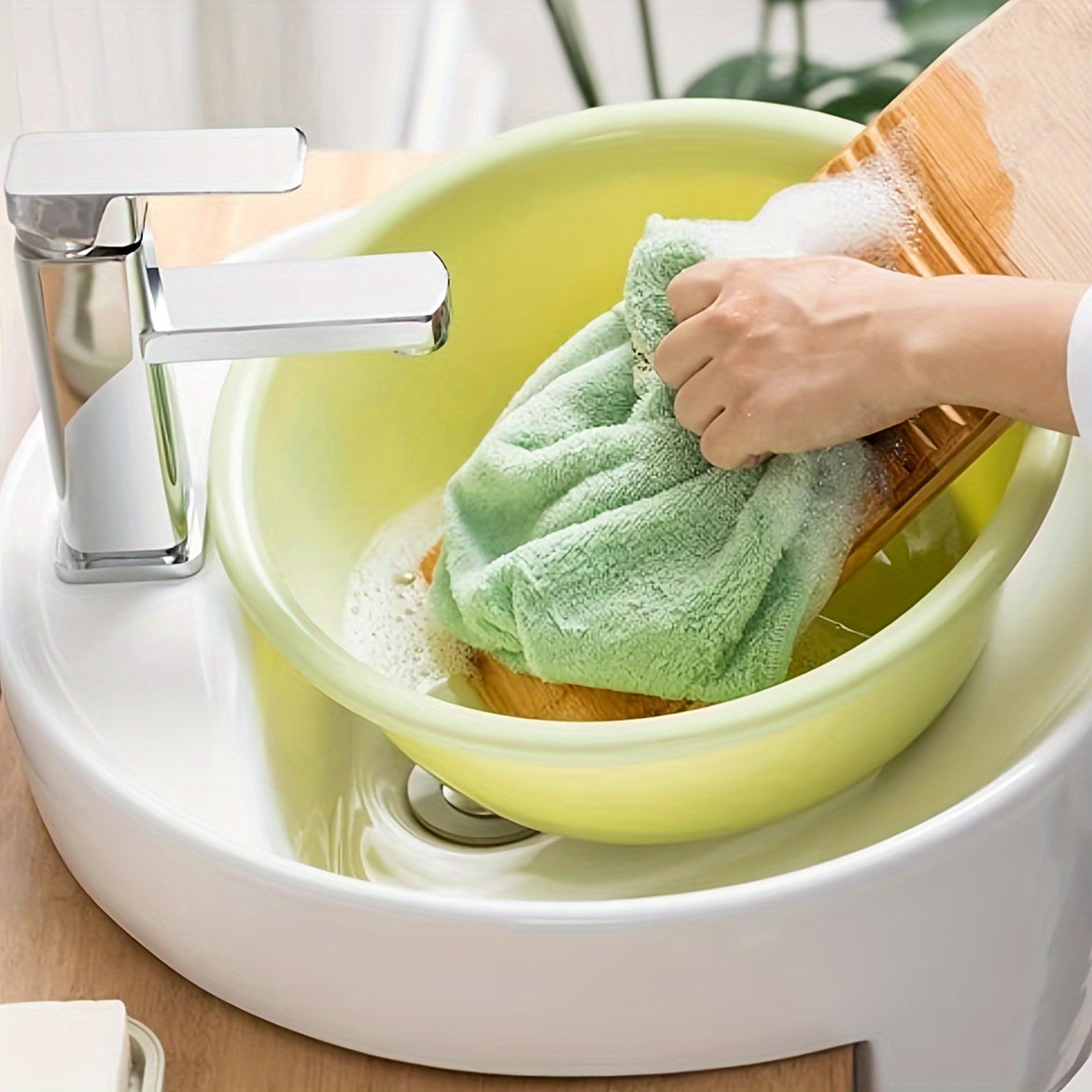 Tabla de lavado de bambú para lavandería, acabado natural, esquinas cuadradas