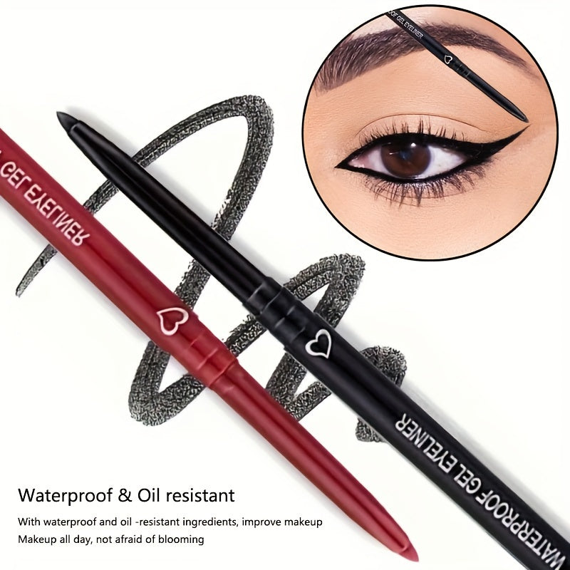 Women Black Matte Waterproof Gel Eyeliner Pencil Long Lasting