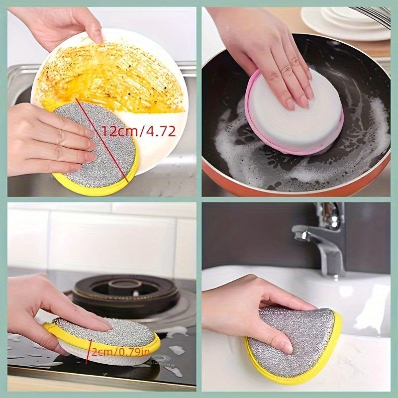 Dual-Sided Microfiber Kitchen Sponges Pack of 12 Pink Green Yellow Reusable Scrubbing