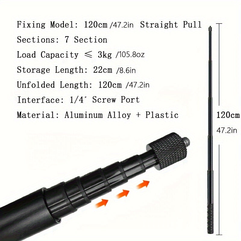 Aluminum Alloy Selfie Stick for Cycling Sports Camera with 360 Degree Rotating Handle and Tripod