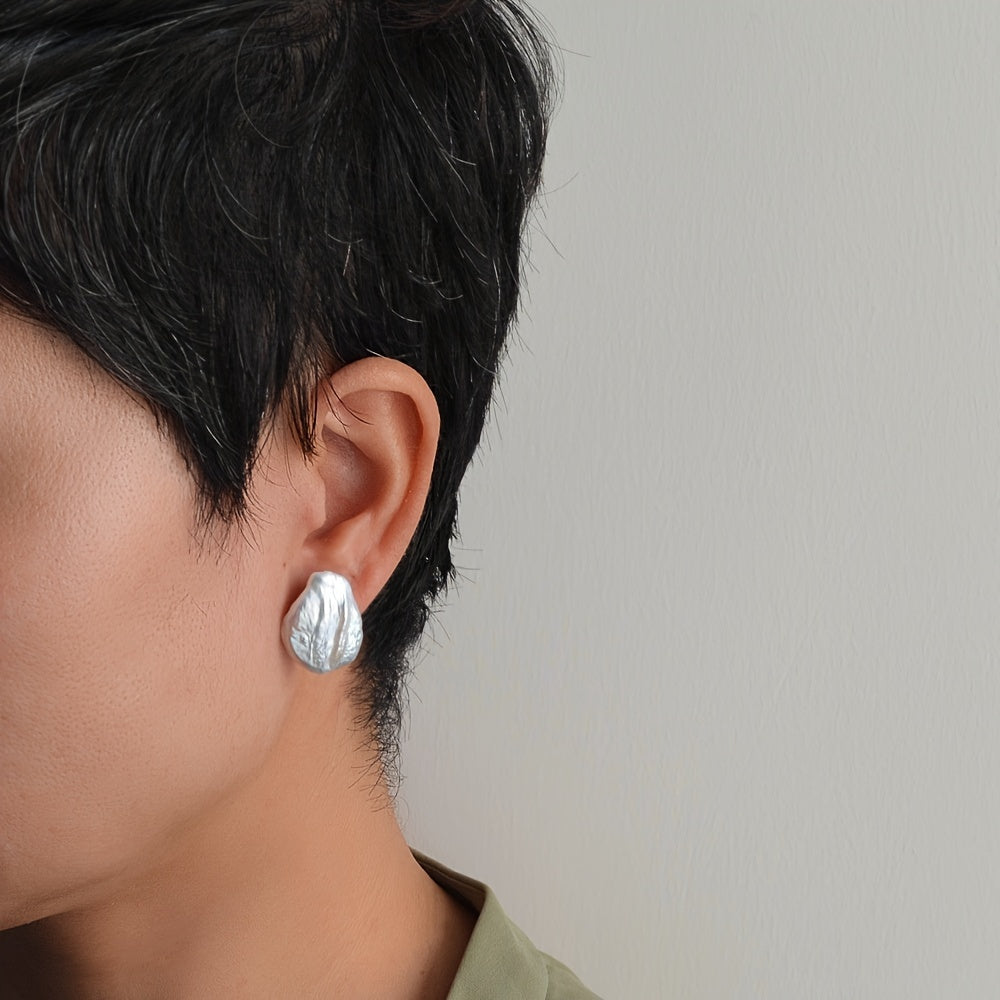 Women’s Baroque Pearl Earrings Natural Freshwater Silver Plated Elegant Gift