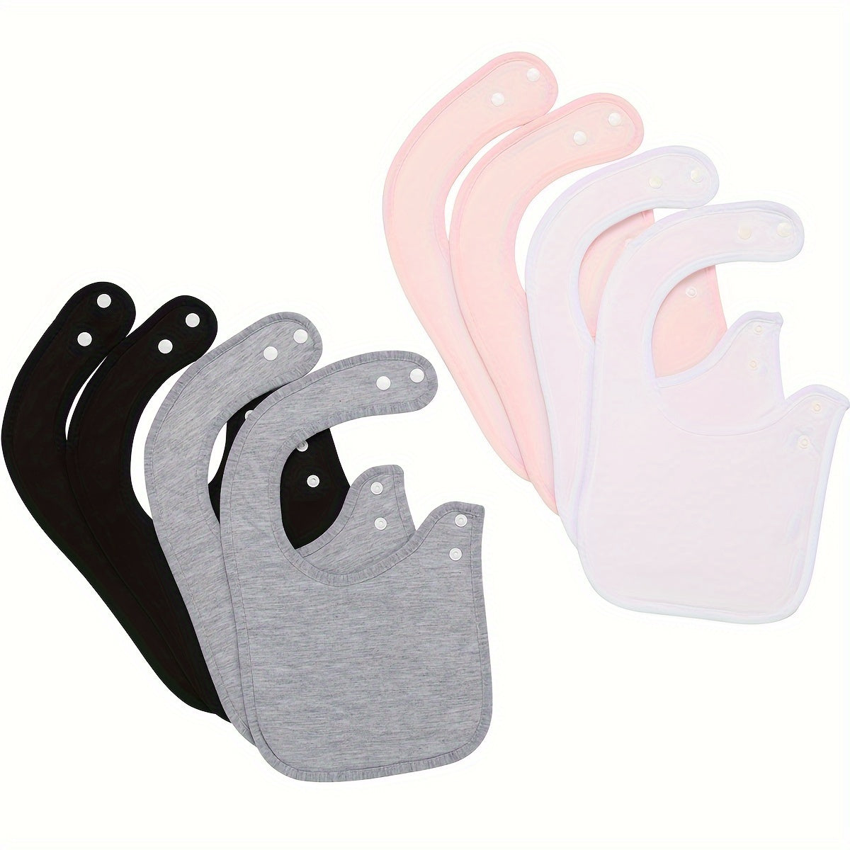 Baby Bibs Set of 8 Soft Absorbent Drooling Bibs with Snaps Adjustable Fit