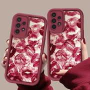 Retro Red Lip Print TPU Phone Case for Samsung Galaxy Models Anti-Dust Fashionable Gift