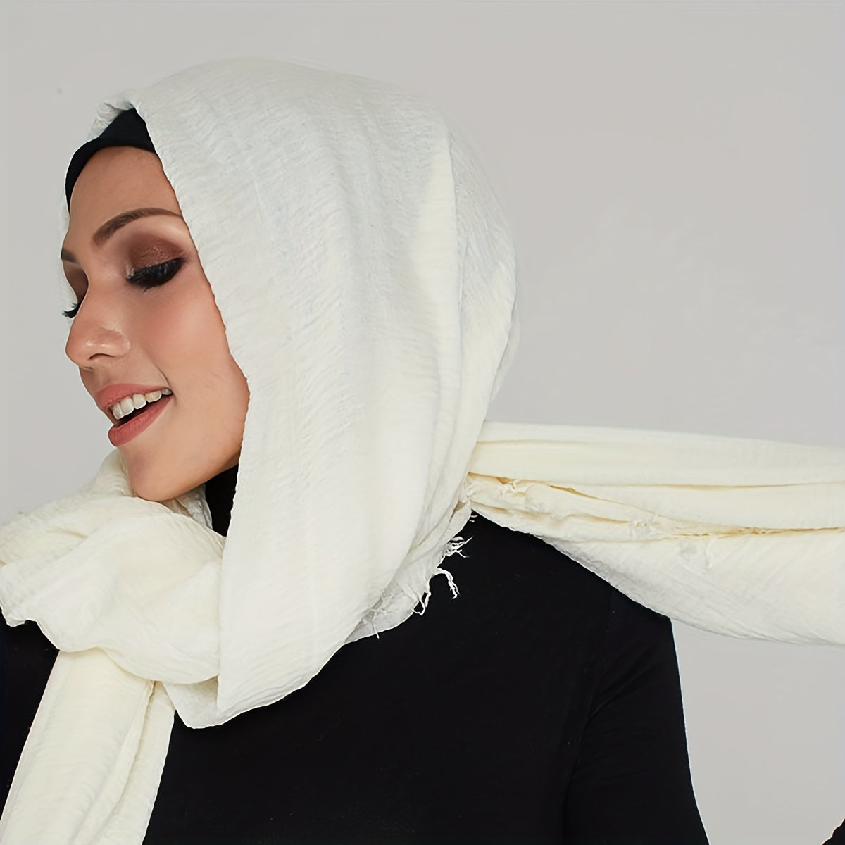 3 ta minimalistik pufli pleatli hijablar to'liq ranglar nafas oladigan kundalik sharflar