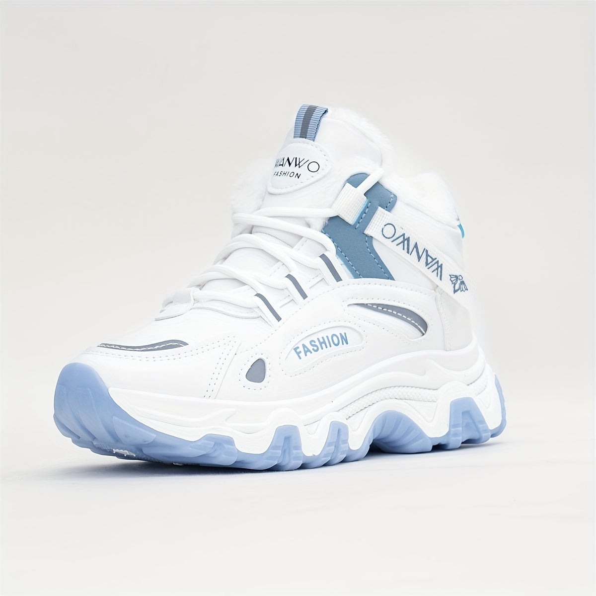 Women's Winter Running Shoes Fleece Lined White Black Casual Boots