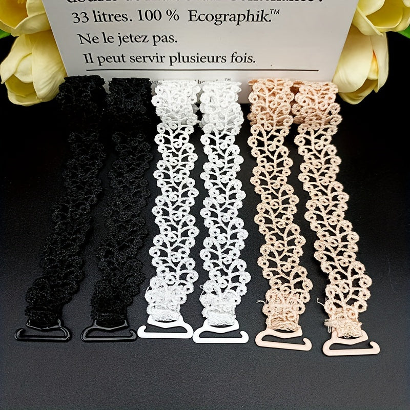 Women's Adjustable Floral Bra Straps in Beige White Black Polyester Lingerie Accessories