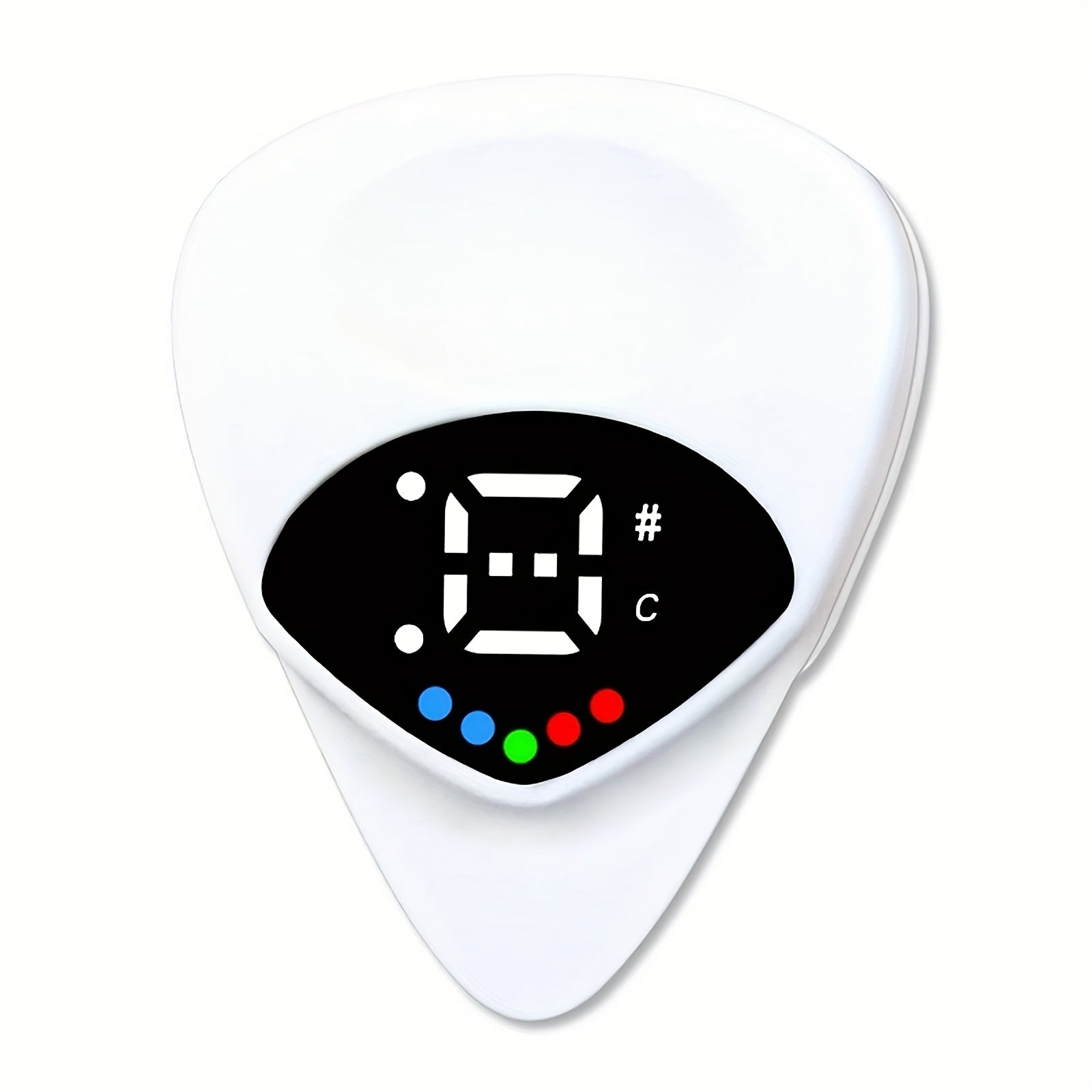 2-in-1 Guitar Pick and Tuner Portable Pitch Calibrator for Folk Guitars and Ukuleles White ABS