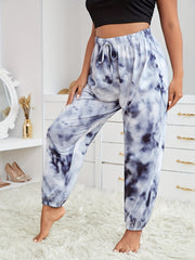 Plus Size Women's Tie Dye High Waist Sleepwear Joggers