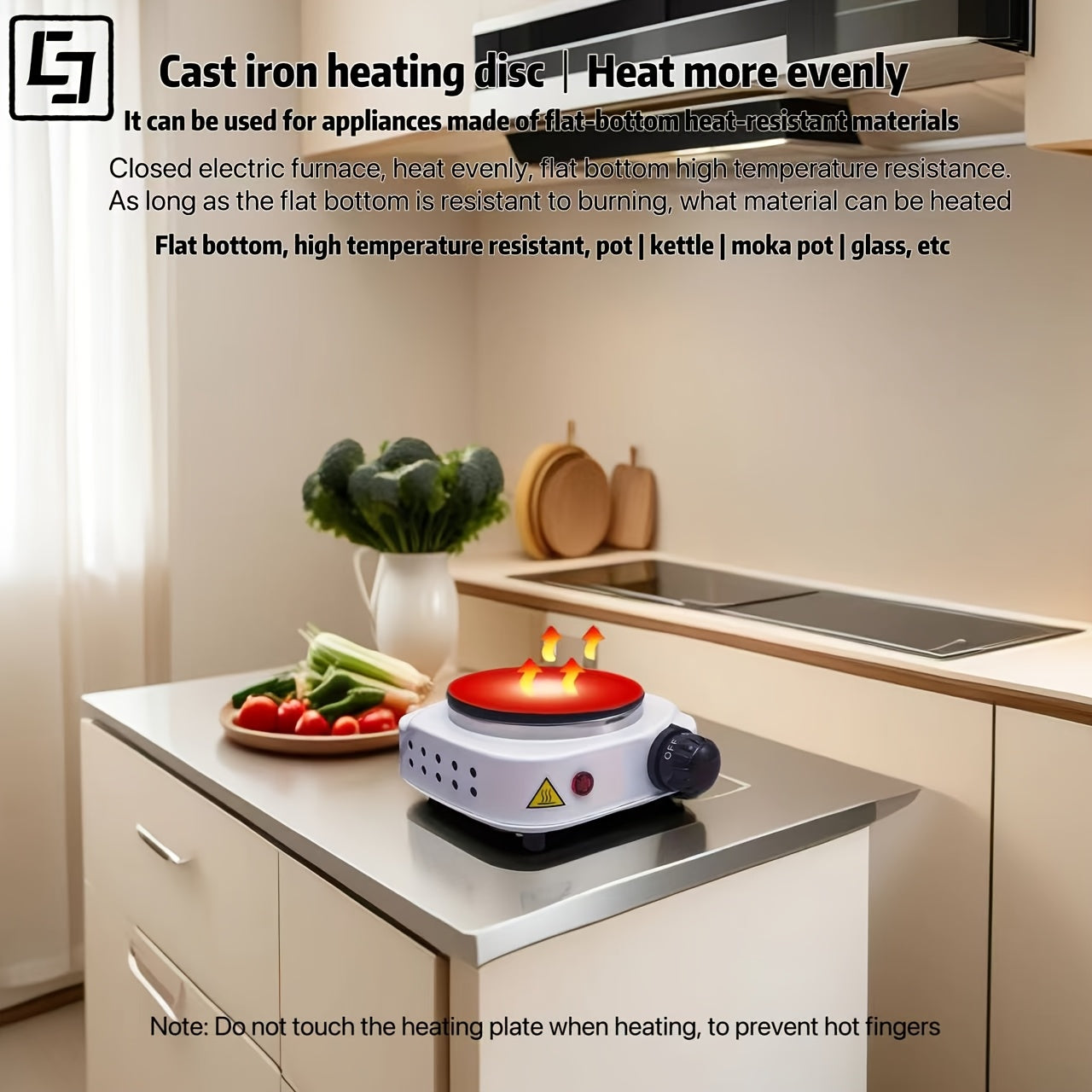 Портативный электрический нагревательный коврик с 5 уровнями мощности, чугунная плита, экономичный дизайн для кофе, чая, мока, компактный 220-240В