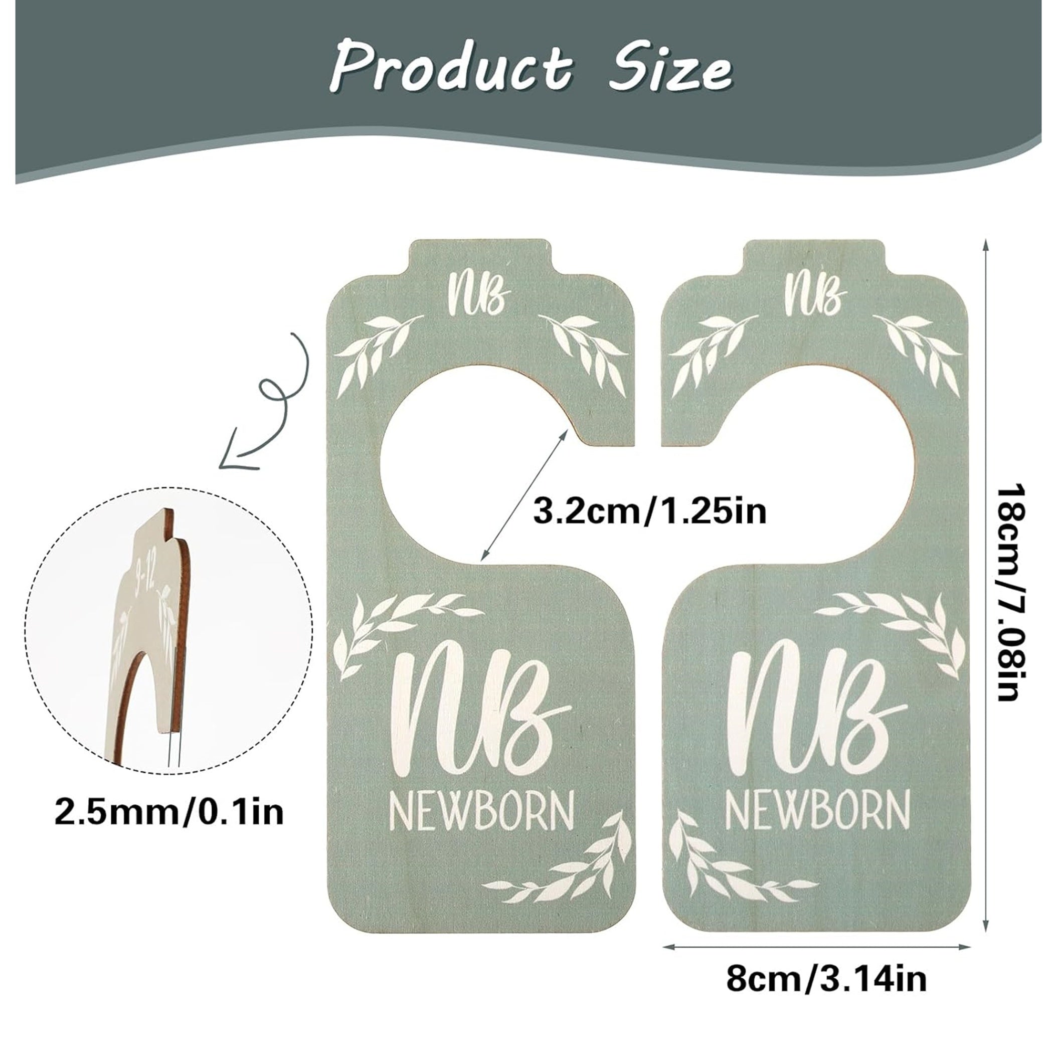 8 ta Yog'ochdan Yasalgan Bolalar Kiyimlarini Tashkillashtirish Uchun Bo'laklar - Yangi Tug'ilganlardan 24 Oygacha Bo'lgan Kiyimlar Uchun Ikki Tomonlama Osma Tashkillashtiruvchi, Chiroyli Bolalar Xonasi Dekoratsiyasi Uchun