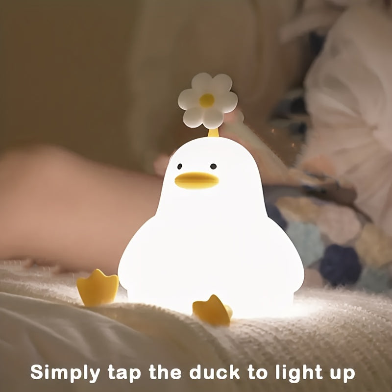 Flower Duck LED Night Light Rechargeable with Adjustable Brightness for Bedroom Relaxation