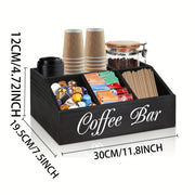 Wooden Coffee Station Organizer Tray with Condiment Holder and Pod Storage