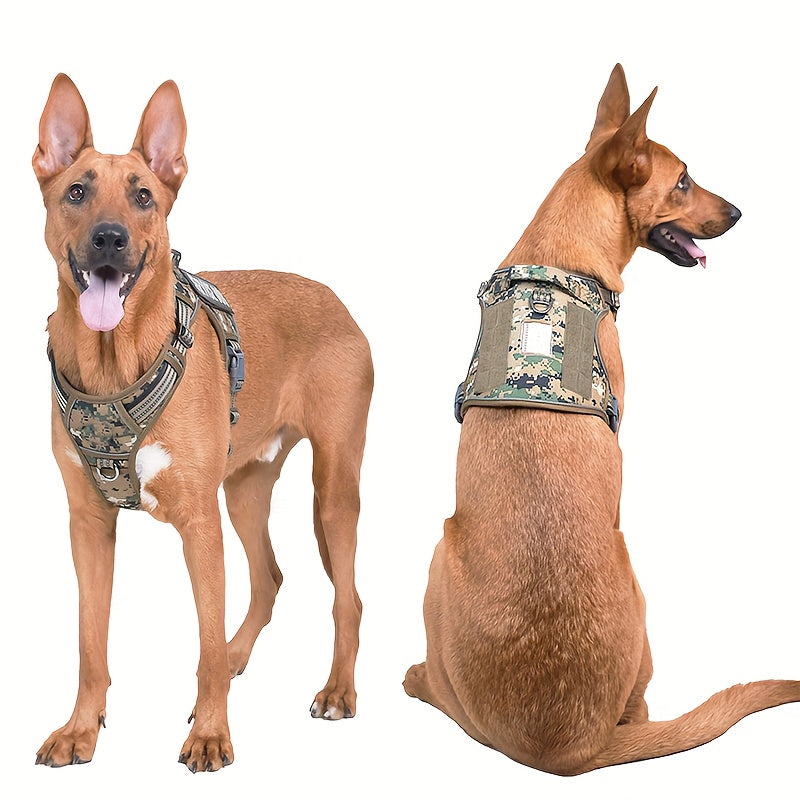 Adjustable Large Dog Harness Reflective Camouflage Polyester Training Control