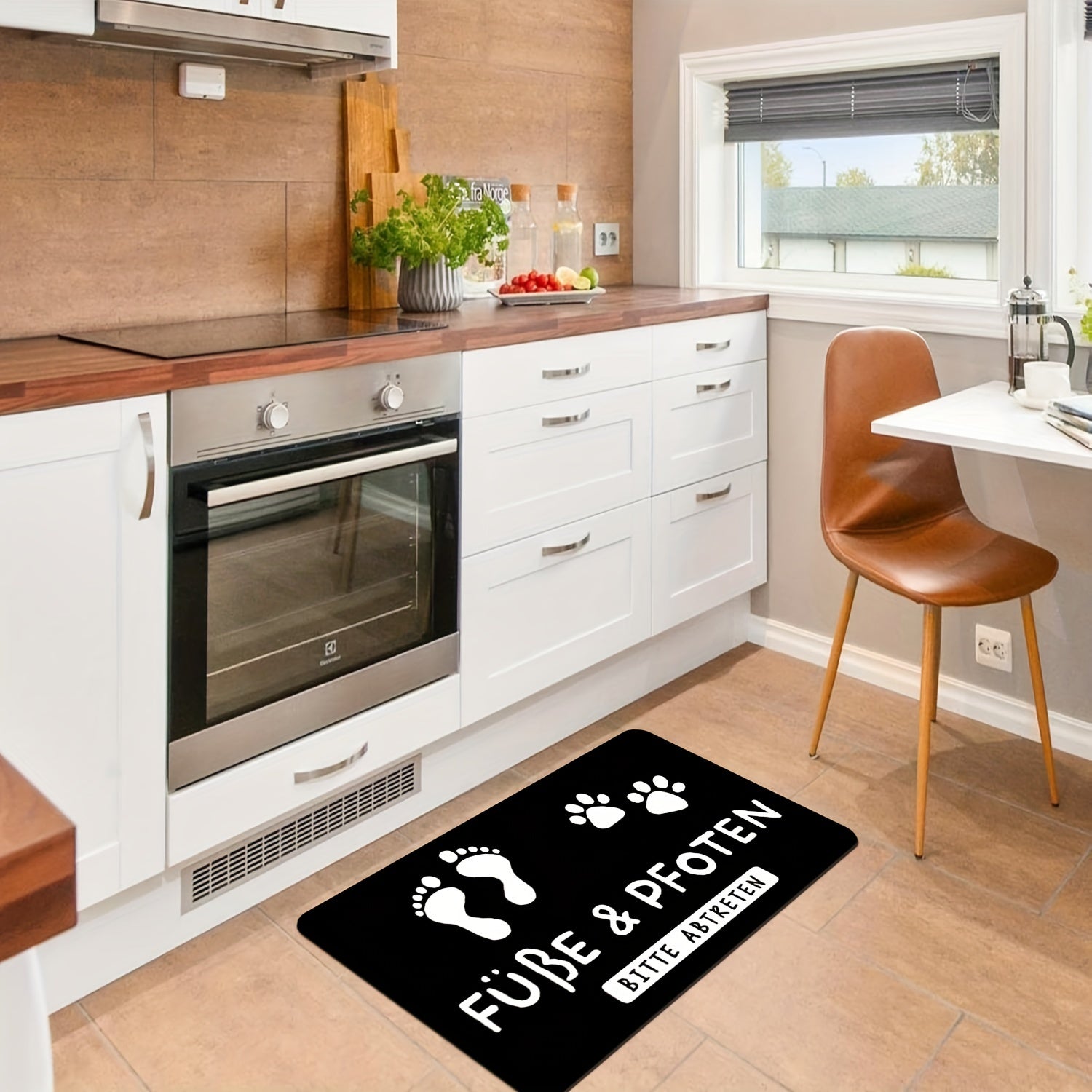 Indoor Outdoor Welcome Mat with Paw Prints Non-Slip Machine Washable Rug