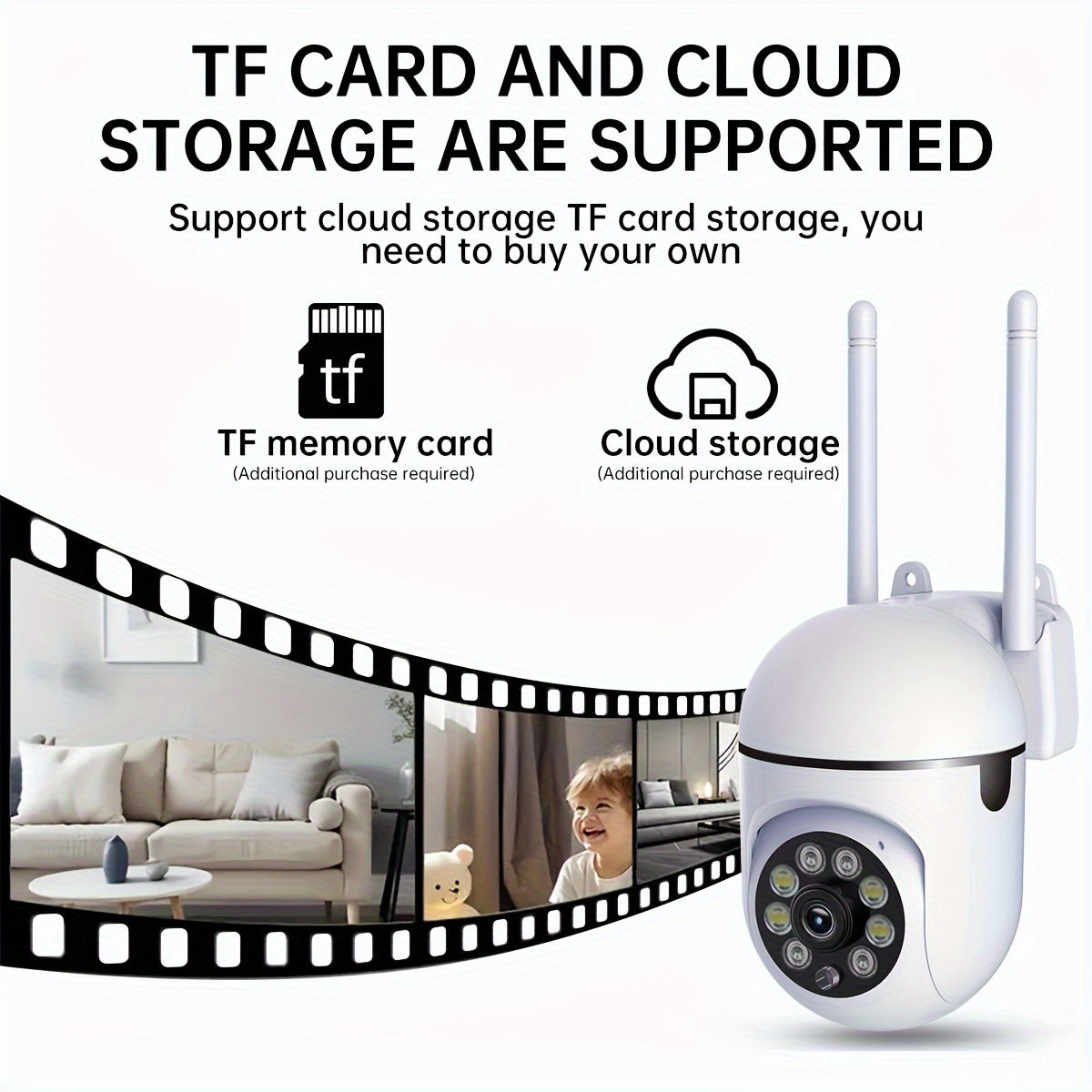 Indoor Security Camera 1080P HD WiFi Night Vision Motion Detection PTZ Two-Way Audio