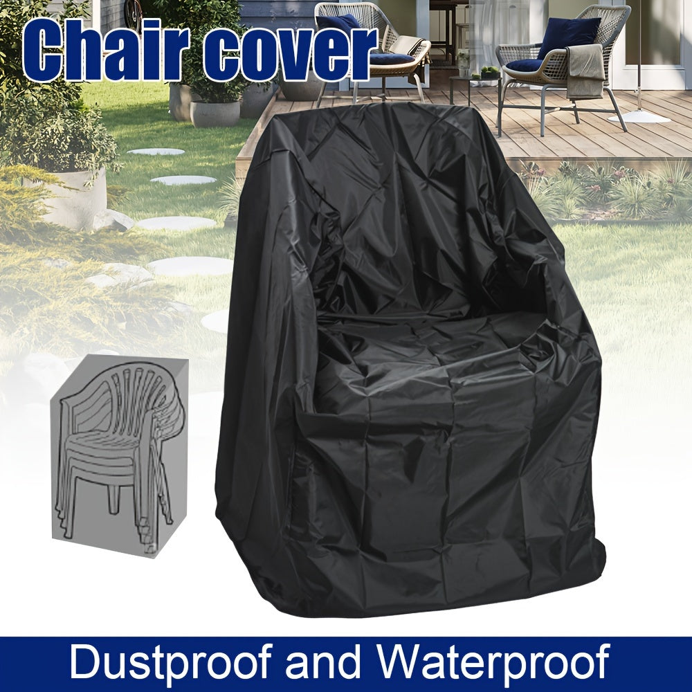 Outdoor Waterproof Chair Cover Black and Silver Polyester for Garden Furniture