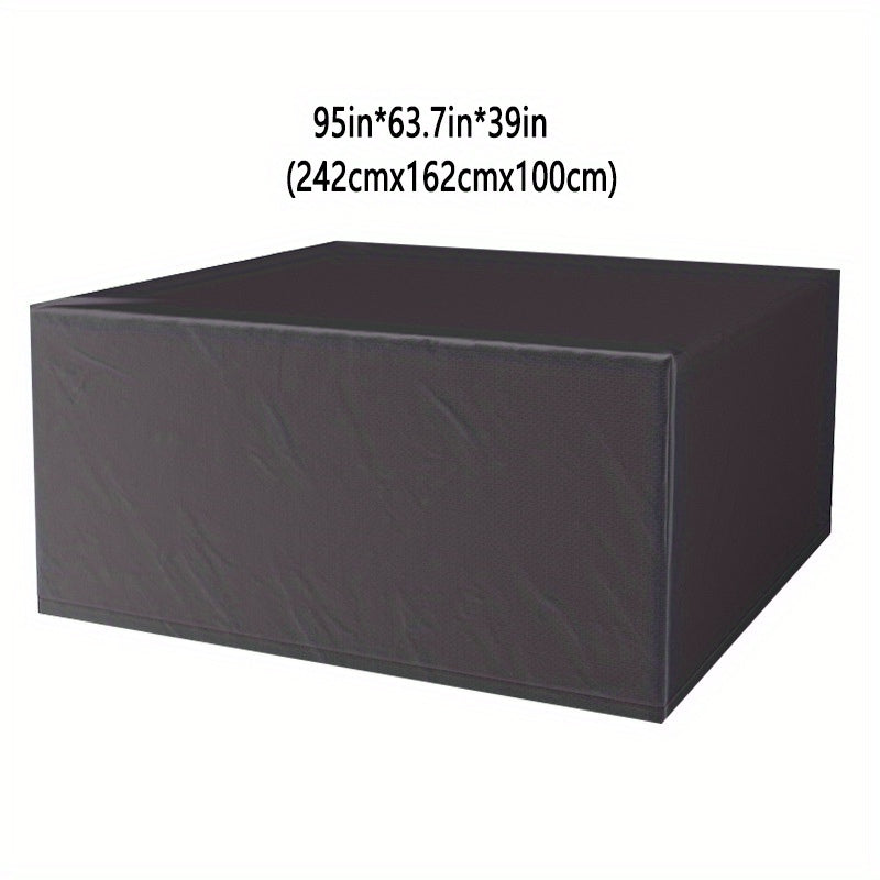 Heavy-Duty Waterproof Patio Furniture Cover Black Nylon Woven Drawstring All-Season