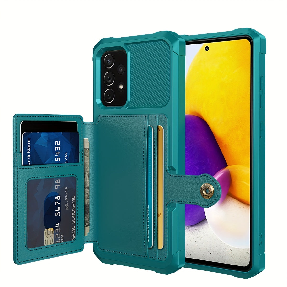 Faux Leather Card Holder Phone Case for Galaxy A55 5G A35 5G with Card Slot Shockproof Durable TPU Flip Wallet