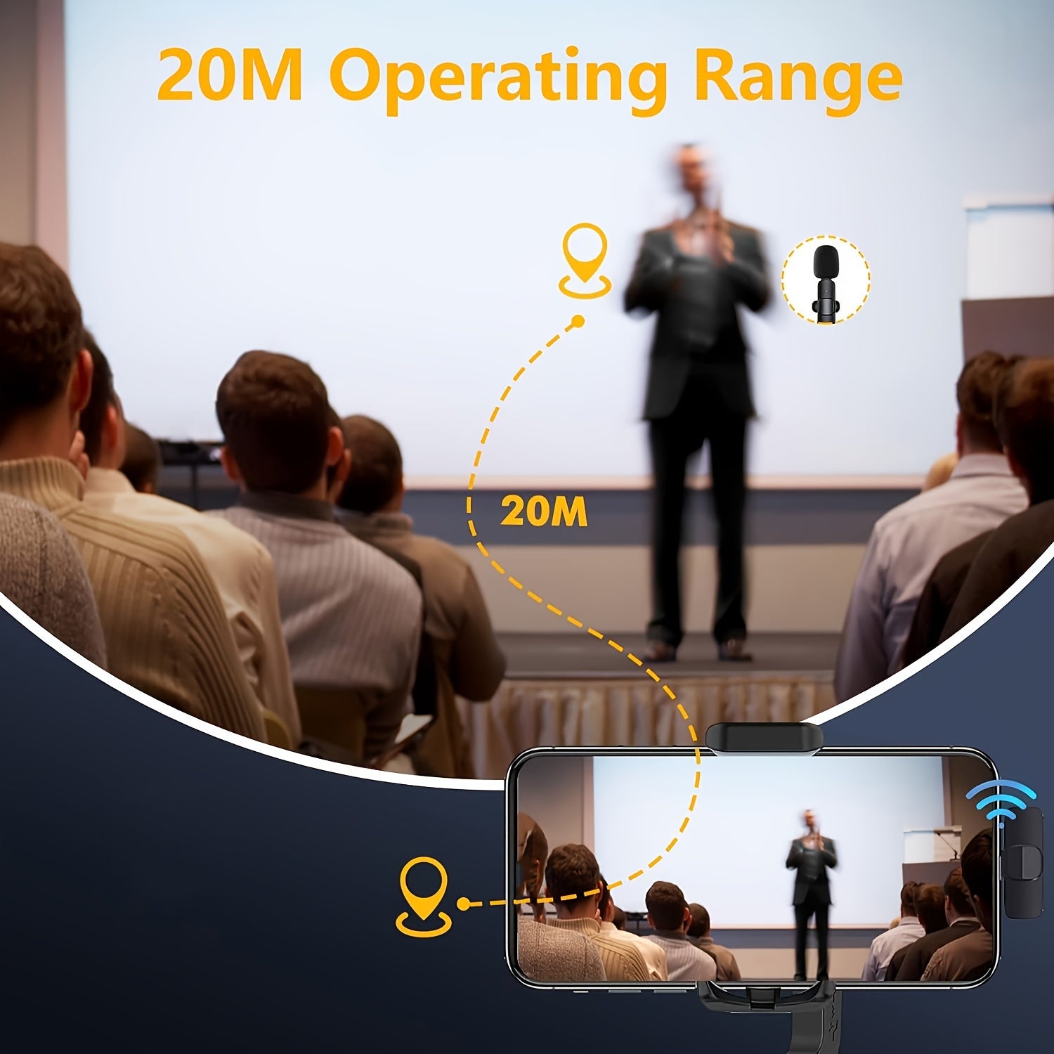 Wireless Microphone with Noise Cancelling for Vlog Video Recording and Live Streaming