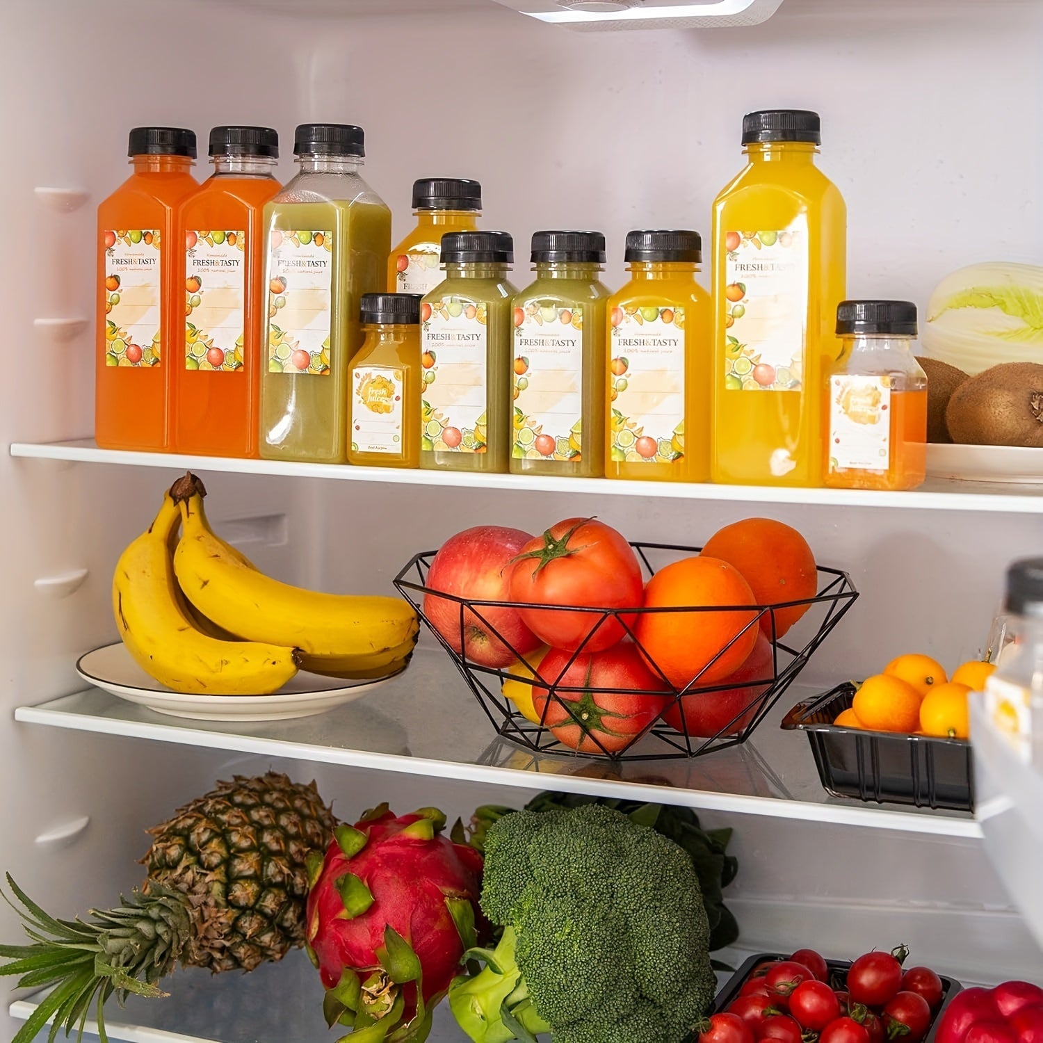 4oz shaffof plastmassa ichimlik shishalari, qopqog'lar bilan, 4, 6 yoki 8 ta, sharbat, sut, smuzi uchun