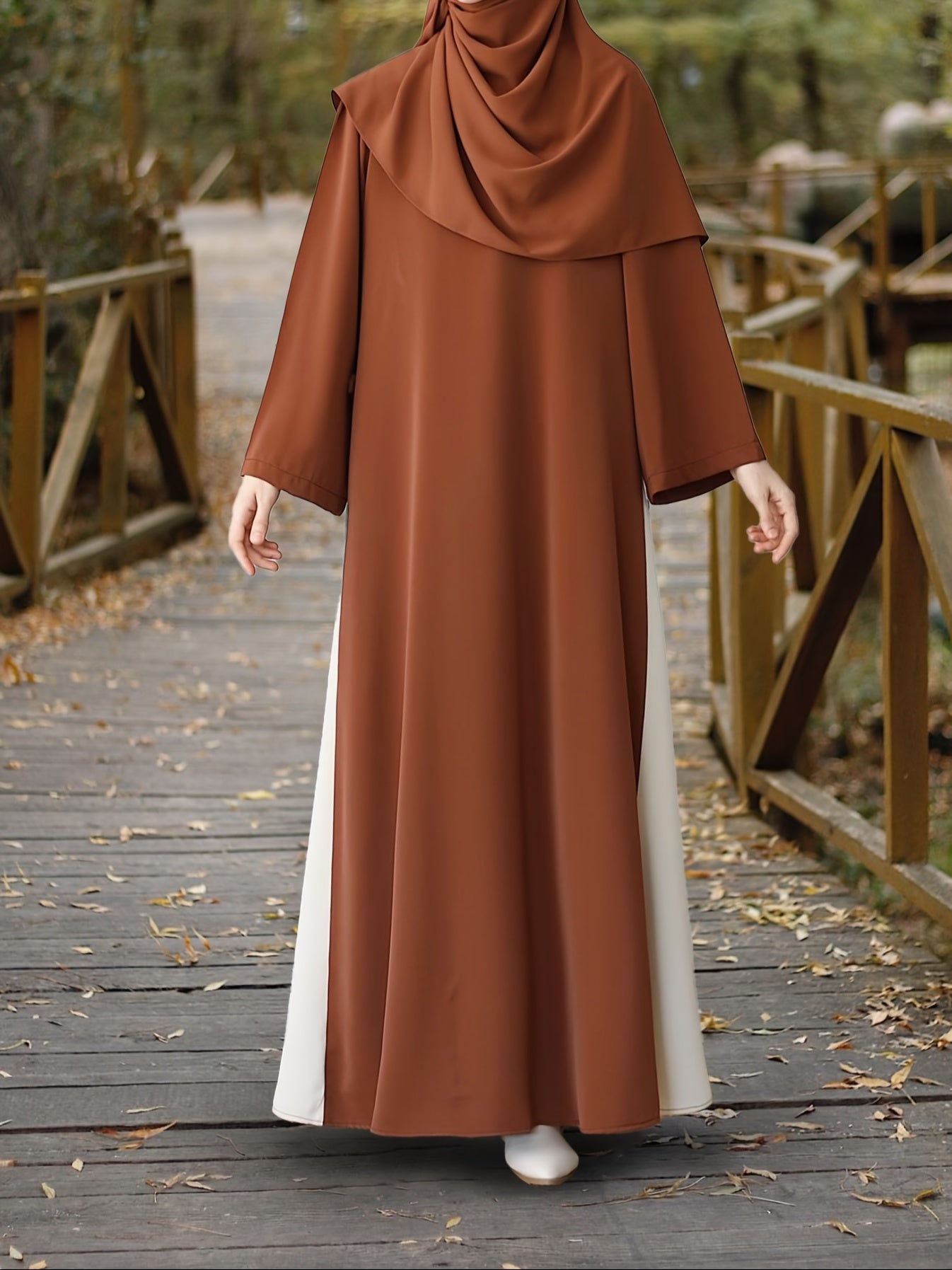 Rang blokli Maxi Kaftan uzun qoʻllar va yon bogʻlam bilan, kundalik va Ramazon kiyimlari uchun