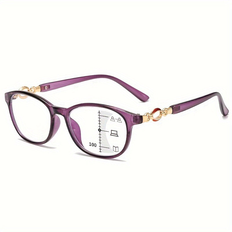 Women's 3-in-1 Reading Glasses Multi-Focus Presbyopia Eyeglasses +1.0 to +4.0