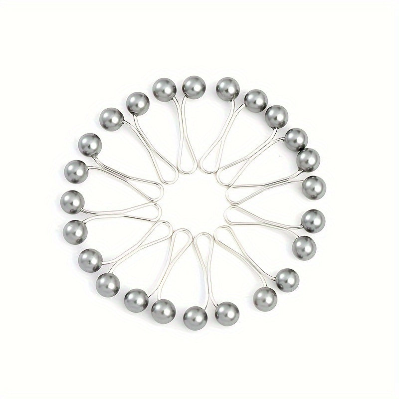 Set of 12 U-Shaped Safety Pins with Faux Pearl Beads for Headscarves Shawls Hijabs