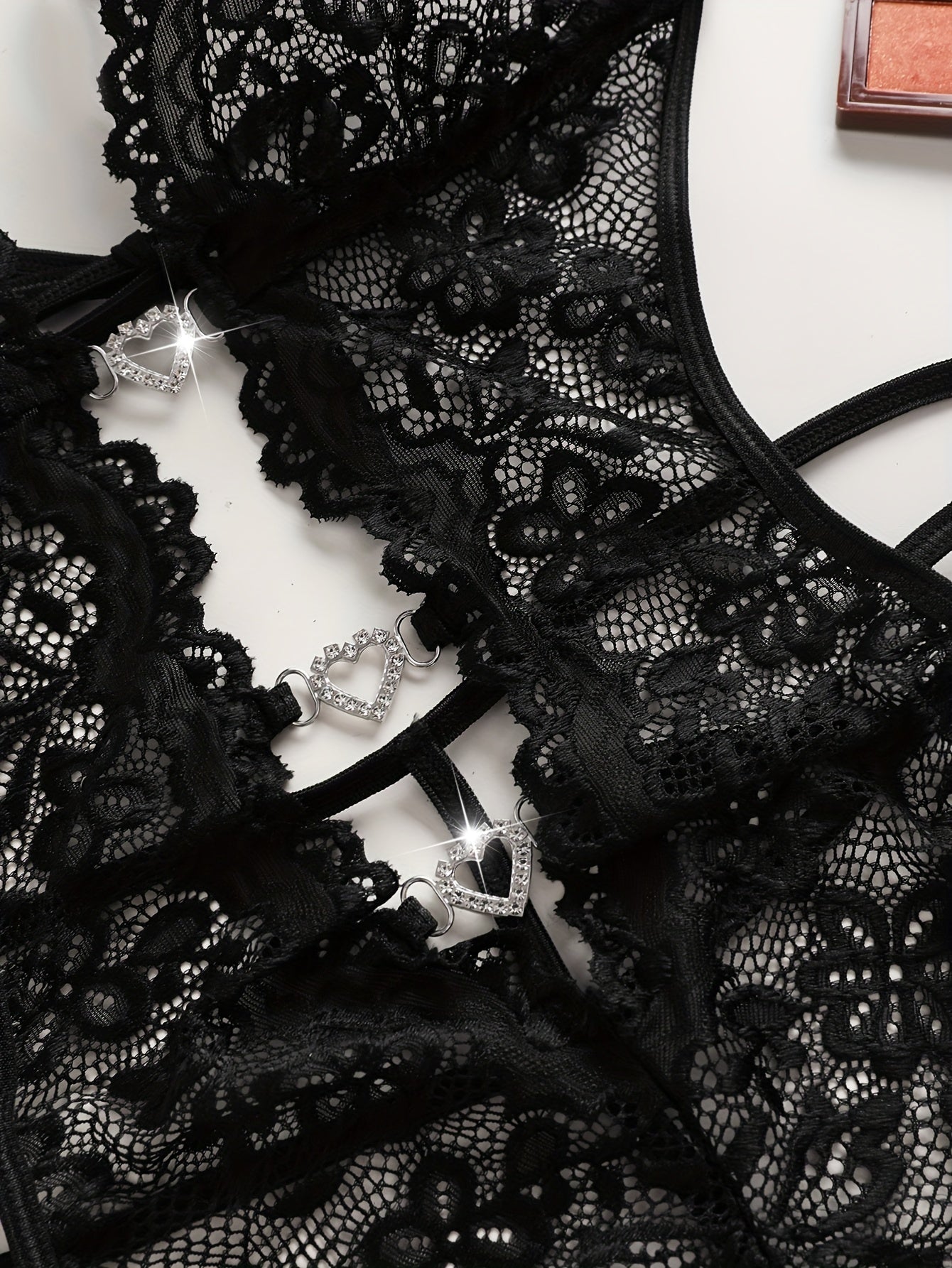 Green Lace Bodysuit for Women with Front and Middle Cutouts