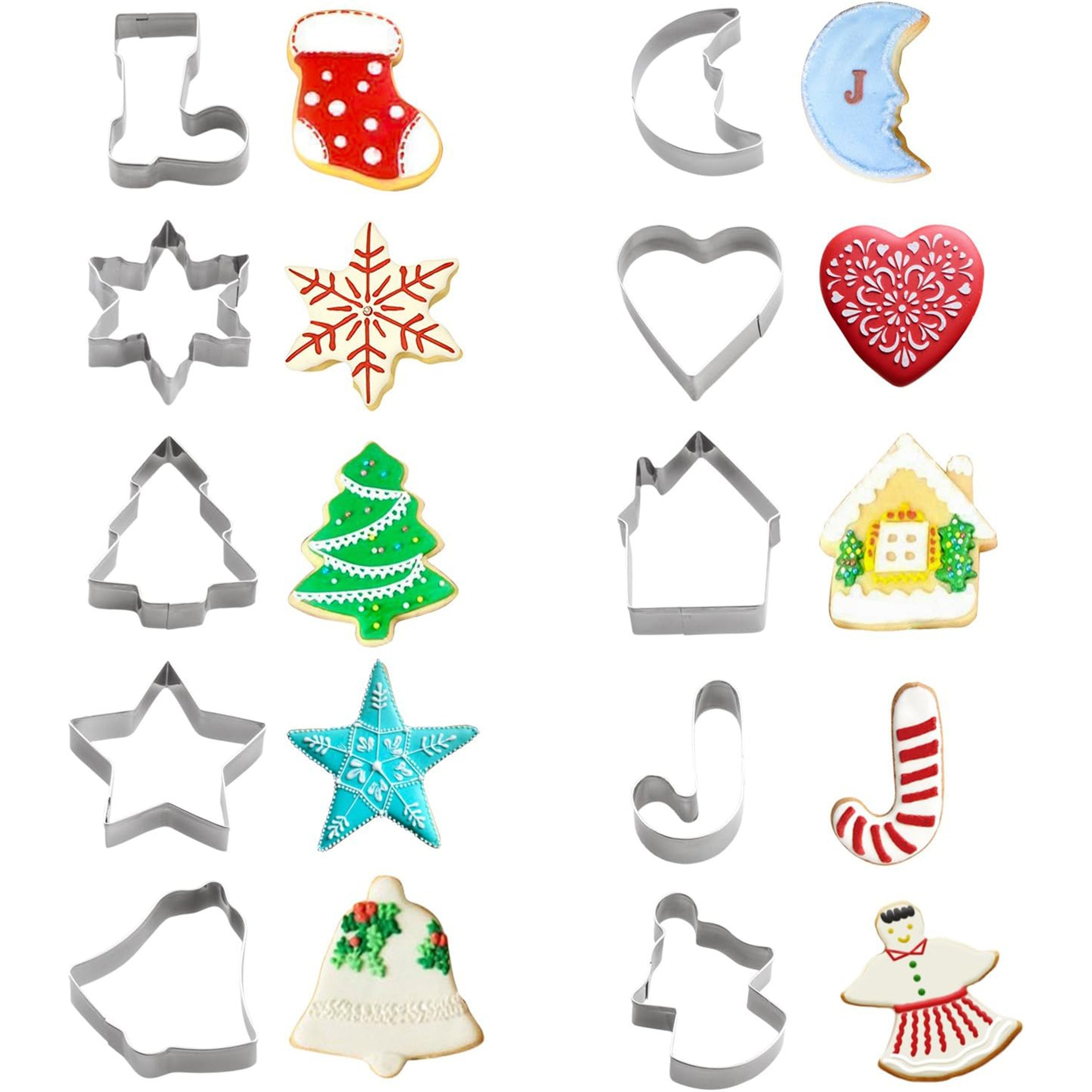 Christmas Cookie Cutter Set 10 Shapes Stainless Steel Holiday Baking Molds