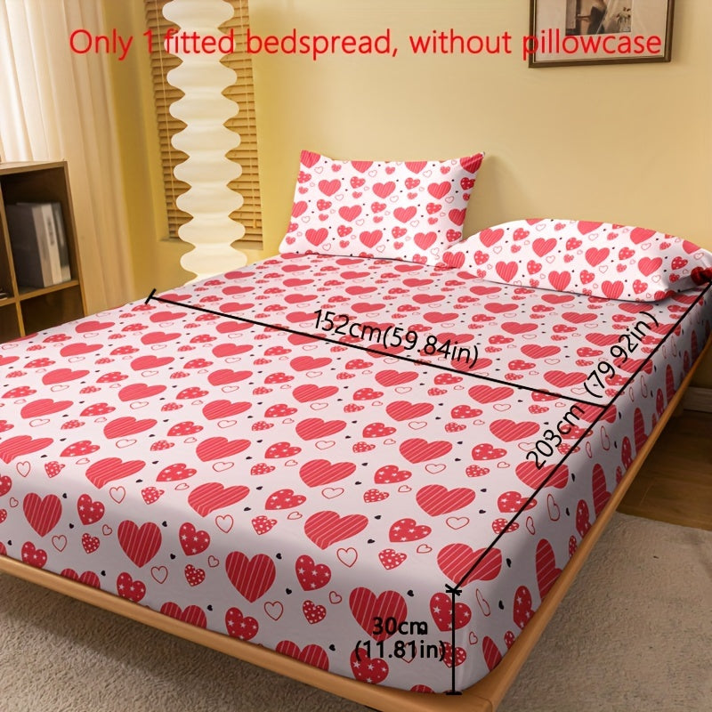 Soft Heart Print Fitted Sheet Deep Pockets Bed Bedroom Guest Room