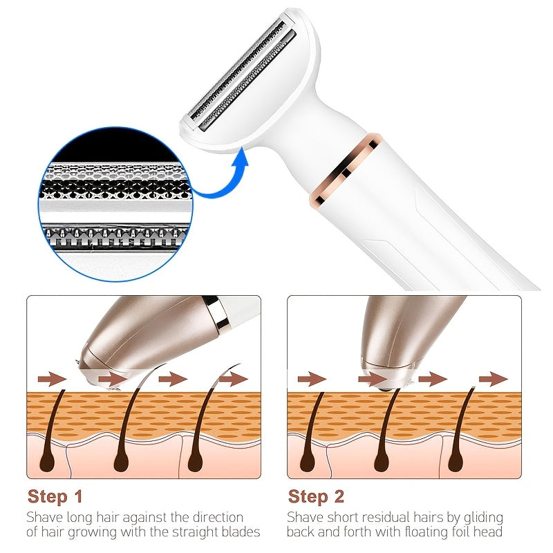 4-in-1 USB rechargeable electric hair remover for women bikini eyebrows nose legs portable shaver 500mAh