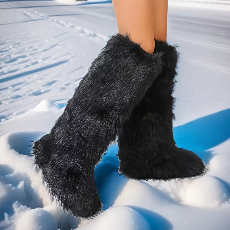 Women's Winter Warm Snow Boots Knee-High Slip-On Cold Weather Shoes