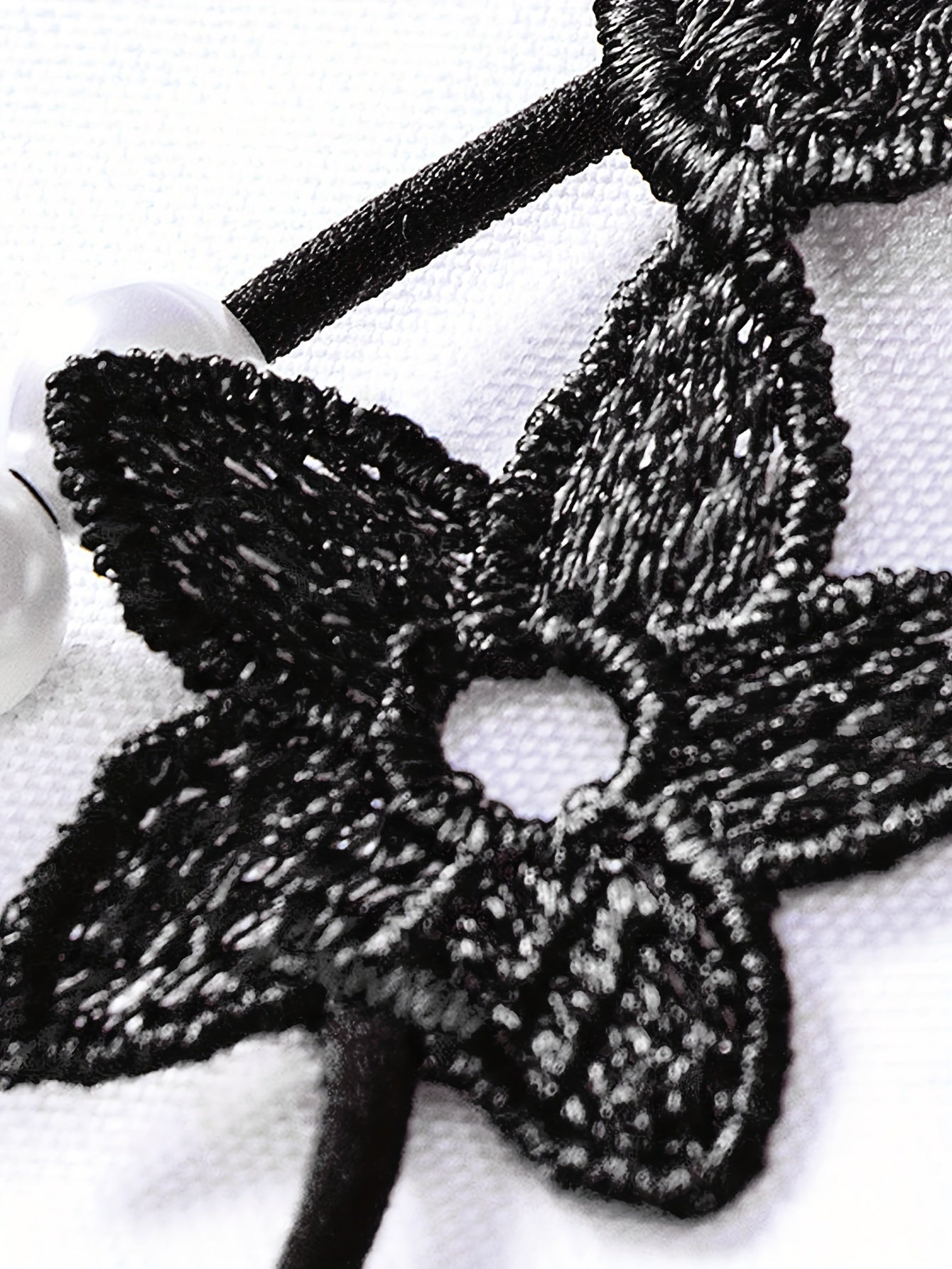 Women's Lingerie Thong with Flower Embroidery and Pearl Details