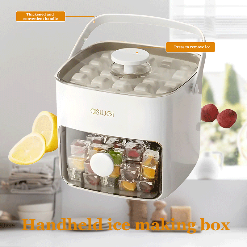 Portable Square Ice Maker with Large Capacity, Quiet Operation, Makes 50g Ice Per Minute
