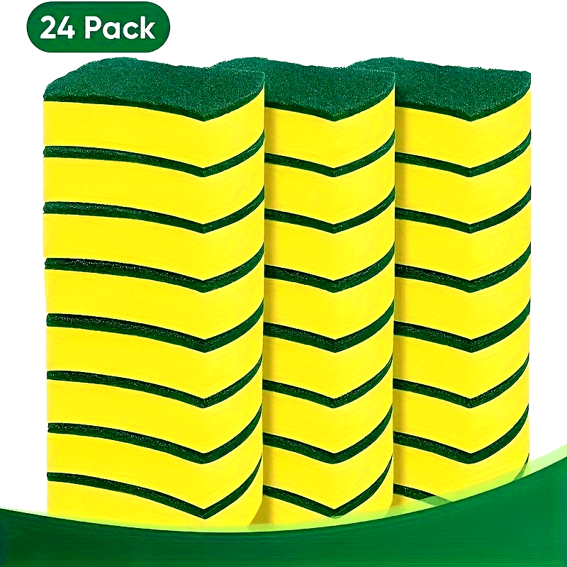12 or 24 Pcs Dishwashing Sponge Wipes Kitchen Cleaning Brushes Scouring Pads