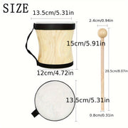 Hand Drum with Sheepskin Head Wooden Percussion Instrument for Music Enthusiasts Black 14+