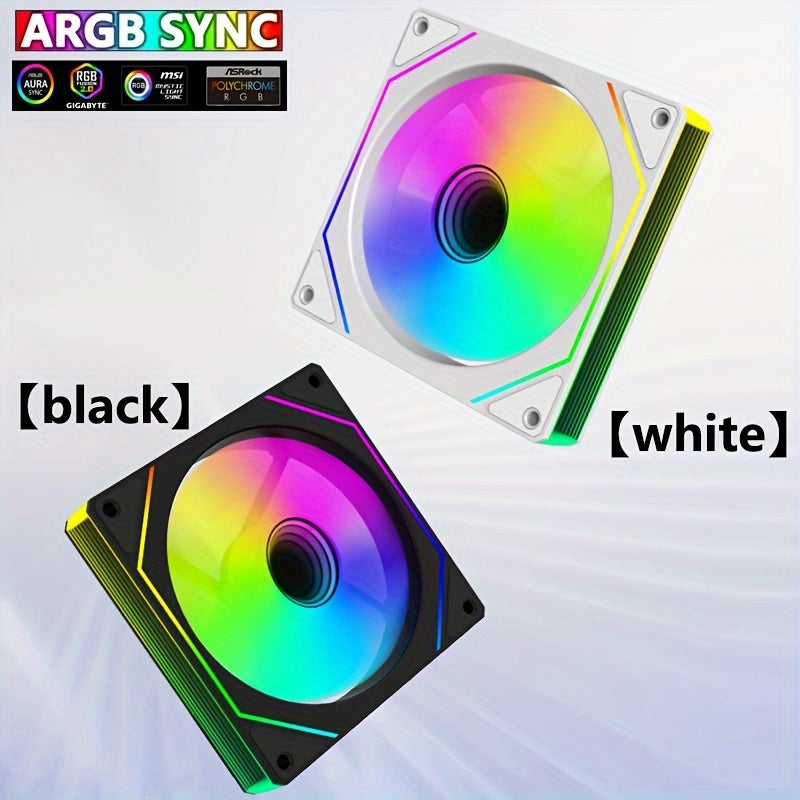 12cm Silent ARGB Computer Case Fan with Temperature Control for Air and Water Cooling