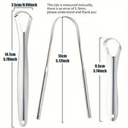 3Pcs Stainless Steel Tongue Scrapers, Dual-Sided Oral Care Tools