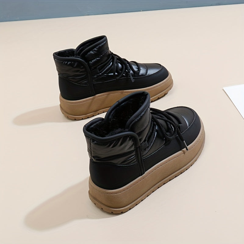 Women's Winter Fleece-Lined Chunky Sneakers Casual Warm Winter Boots