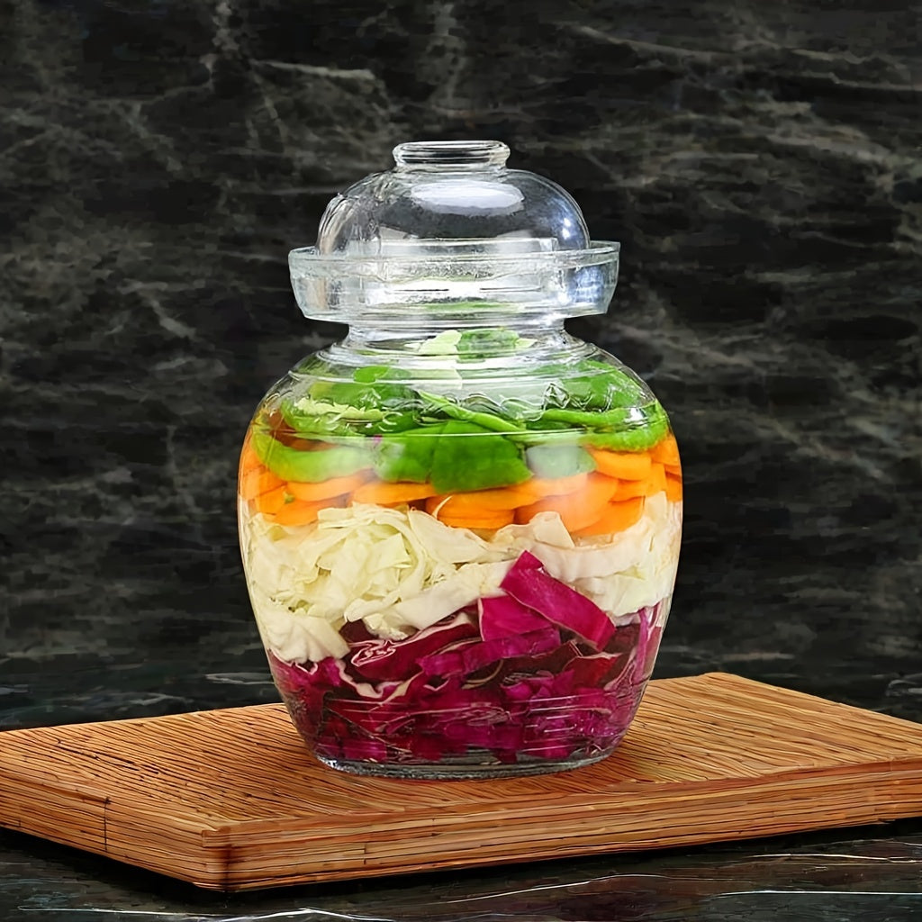 Glass Fermentation Jar 1500ml with Lid for Pickling Kimchi Sauerkraut Water Seal
