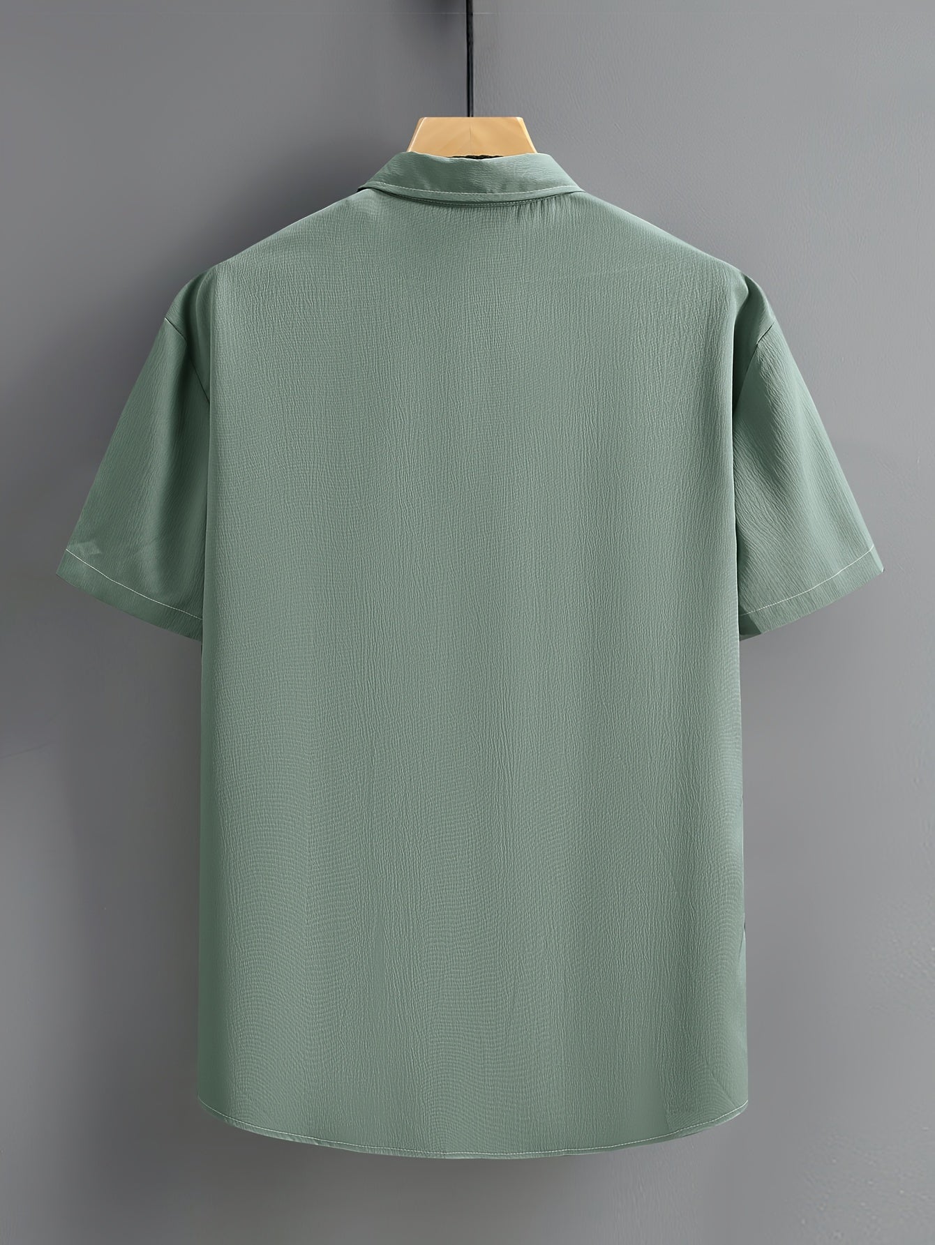 Men's Plus Size Summer Shirt Casual Woven Polyester Solid Color Lapel Short Sleeve