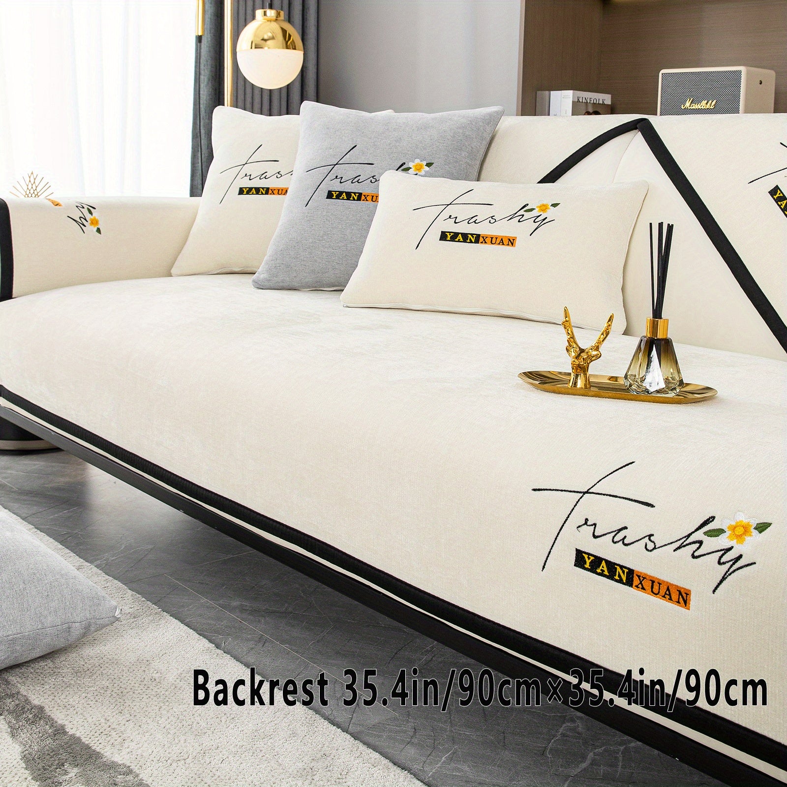 Chenille Sofa Slipcover All Seasons Protects Furniture and Enhances Home Decor