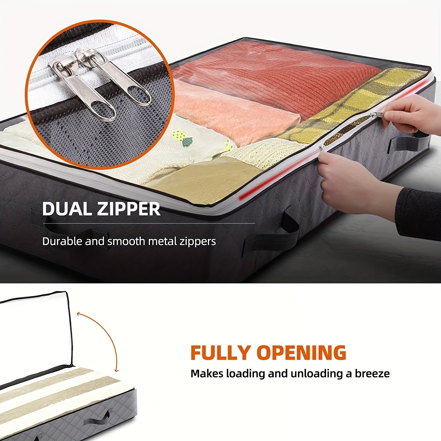 90L Under Bed Storage Containers with Clear Windows and Reinforced Handles for Bedding Clothes and Toys