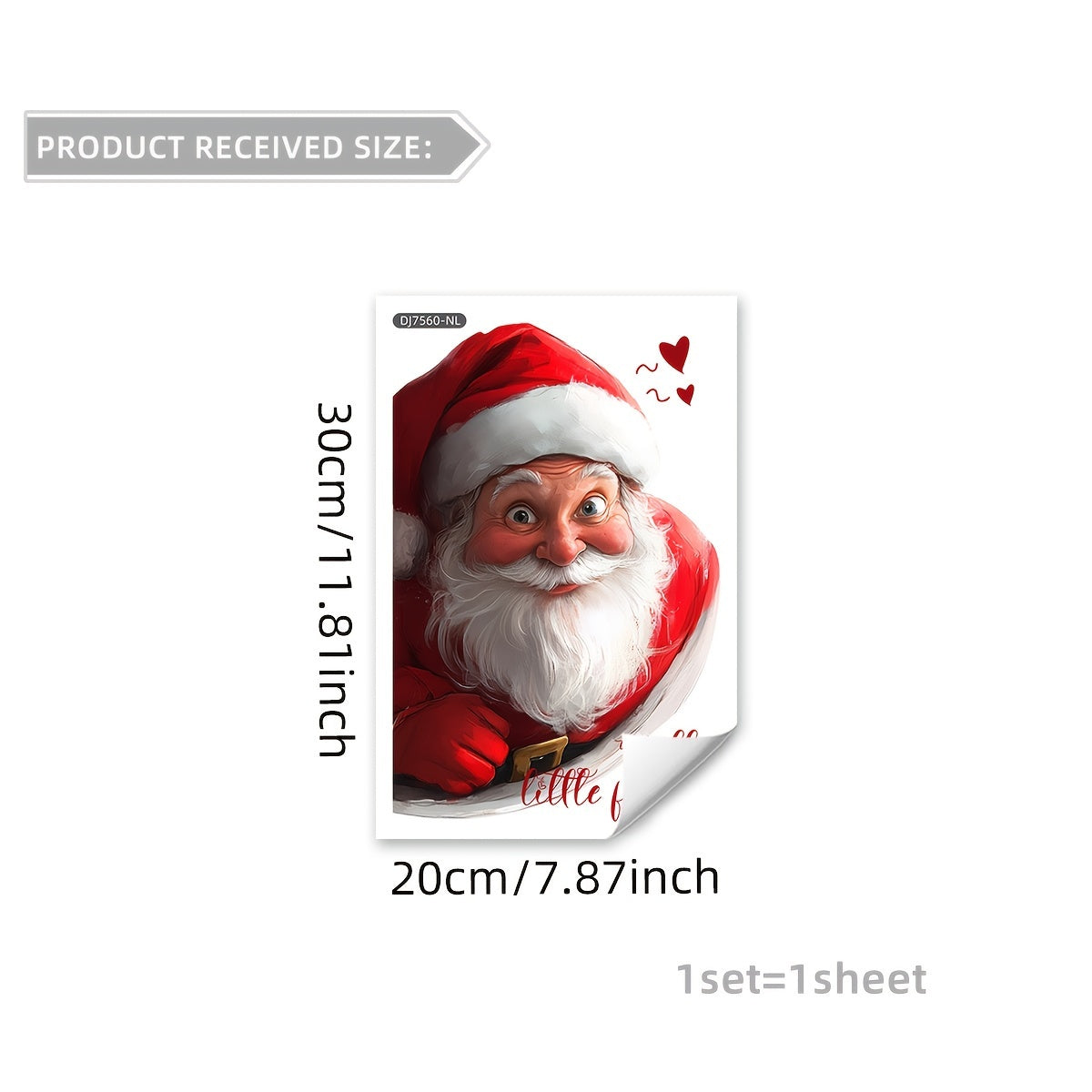Christmas Window Sticker Double-Sided Santa Claus 20x30cm Silk Glass Material